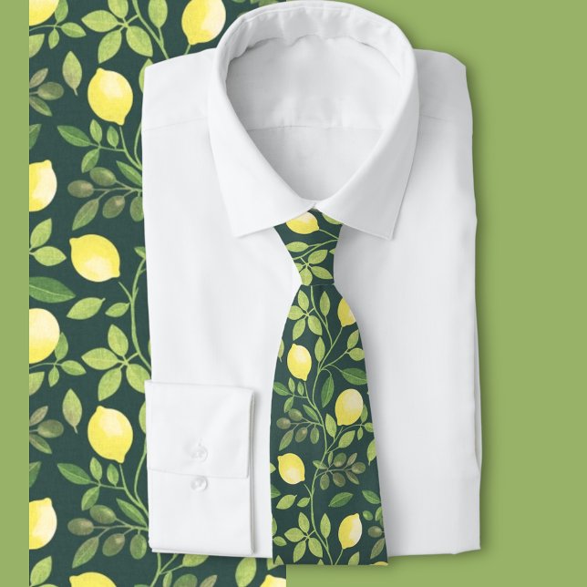 Elegant Lemon Botanical Pattern Fashion  Tie (Creator Uploaded)