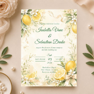 Elegant Lemon Botanical Wedding Invitation