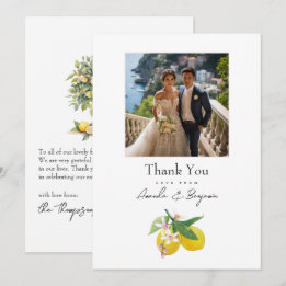 Elegant Lemon Botanical Wedding Photo Thank You Card