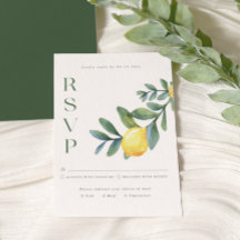 Elegant Lemon botanical Wedding RSVP card
