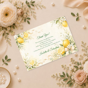 Elegant Lemon Botanical Wedding Thank You Card