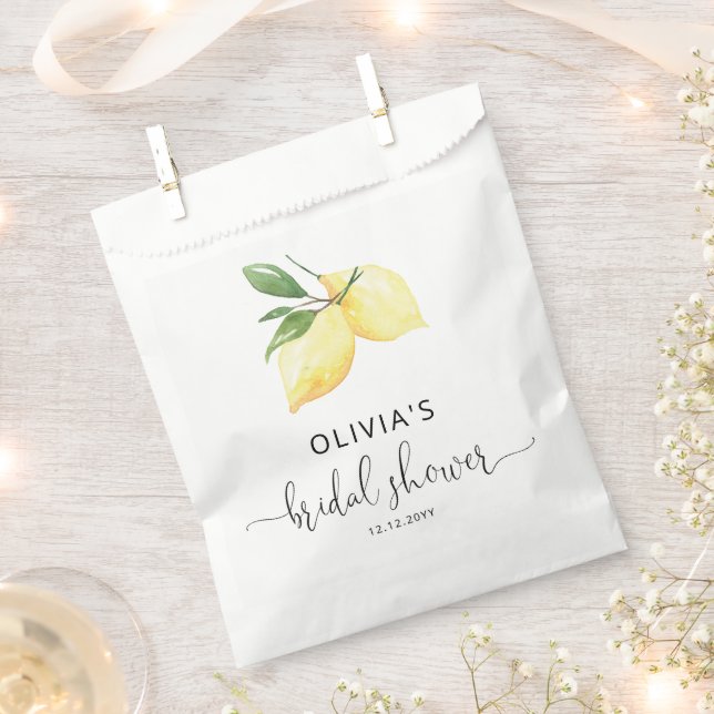 Elegant Lemon Bridal Shower Favour Bags (Clipped)