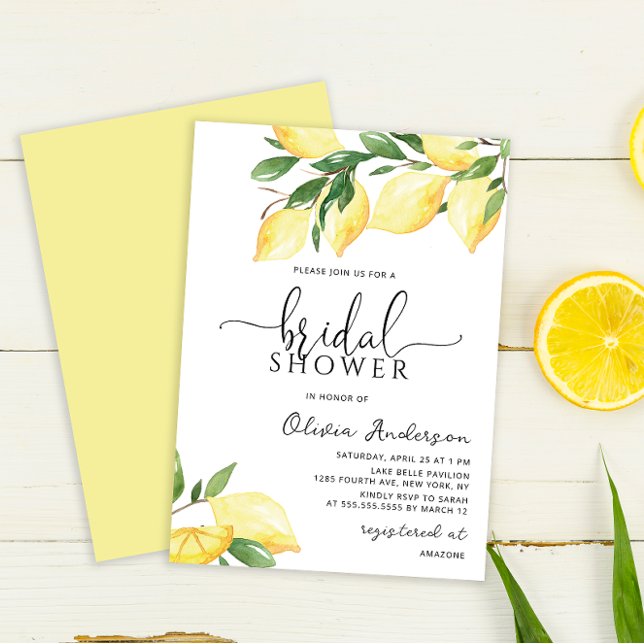 Elegant Lemon Bridal Shower Invitation (Creator Uploaded)