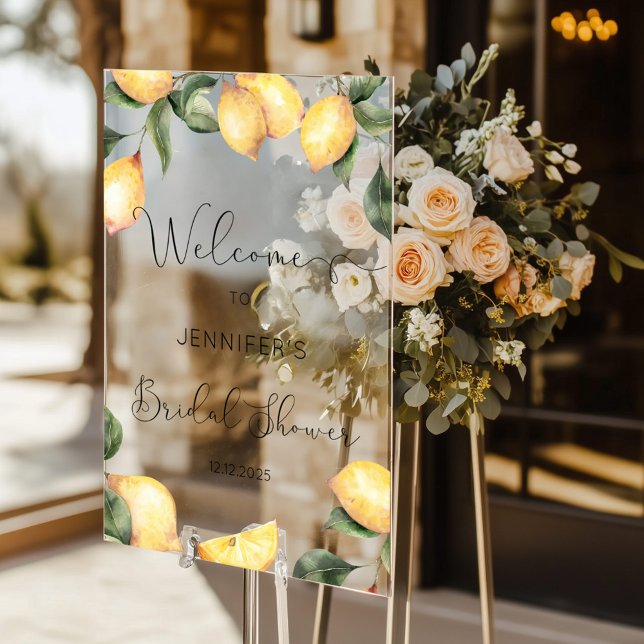 Elegant Lemon bridal shower welcome Acrylic Sign (Creator Uploaded)
