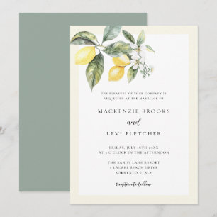 Elegant Lemon Butter Yellow Nature Wedding Invitation