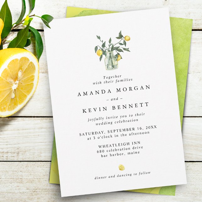 Elegant Lemon Citrus Arrangement Wedding Invitation (Creator Uploaded)