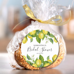 Elegant Lemon Citrus Bridal Shower  Classic Round Sticker