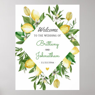 Elegant Lemon Citrus Italy Wedding Welcome Sign
