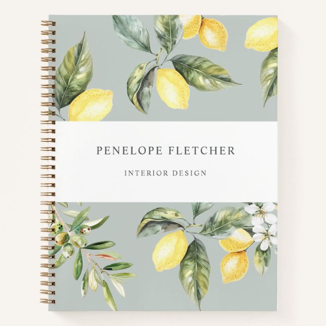 Elegant Lemon Citrus Notebook (Front)