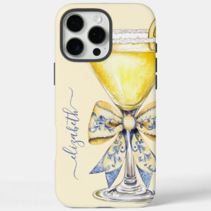 Elegant Lemon Drop Martini Monogrammed iPhone 16 Pro Max Case