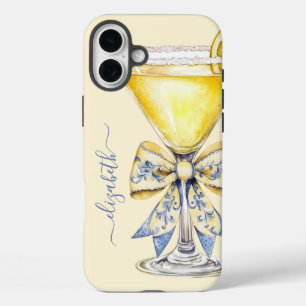 Elegant Lemon Drop Martini Monogrammed iPhone 16 Plus Case
