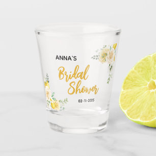 Elegant Lemon Floral Bridal Shower Shot Glass