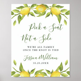 Elegant Lemon Floral Wedding Ceremony Seating Sign