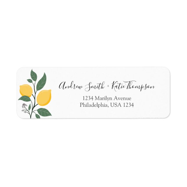 Elegant Lemon Foliage Calligraphy Script Name (Front)