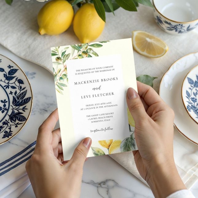 Elegant Lemon Garden Wedding Invitation (Creator Uploaded)