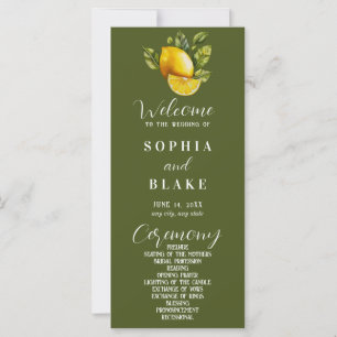 Elegant Lemon & Greenery Green Wedding Program