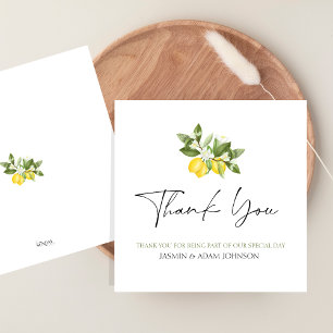 Elegant Lemon Greenery Wedding Thank You Card