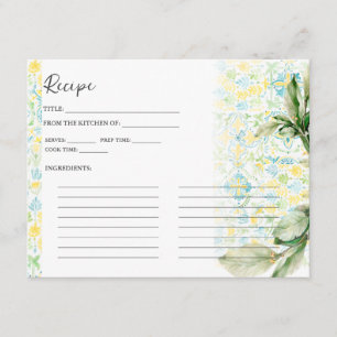 Elegant Lemon Grove   Bridal Shower Recipe Card
