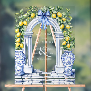 Elegant Lemon Grove Personalised Welcome Wedding Acrylic Sign