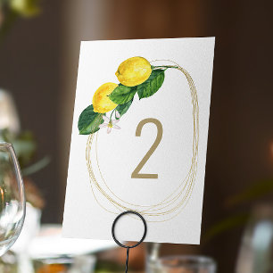 Elegant Lemon Grove Wedding   Citrus Botanical Table Number