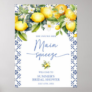 Elegant Lemon Main Squeeze Bridal Shower Welcome Poster