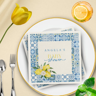Elegant Lemon Mediterranean Baby Shower  Napkin