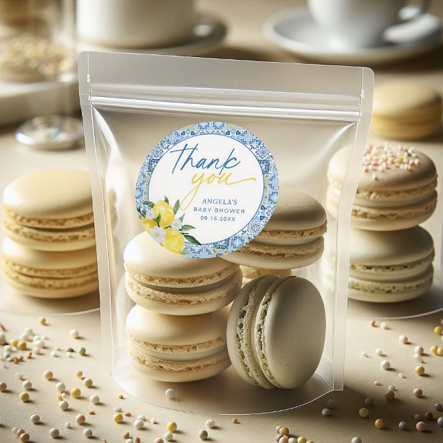 Elegant Lemon Mediterranean Baby Shower Sticker (Creator Uploaded)