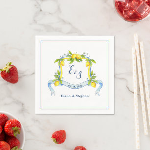 Elegant Lemon monogram Crest wedding  Napkins