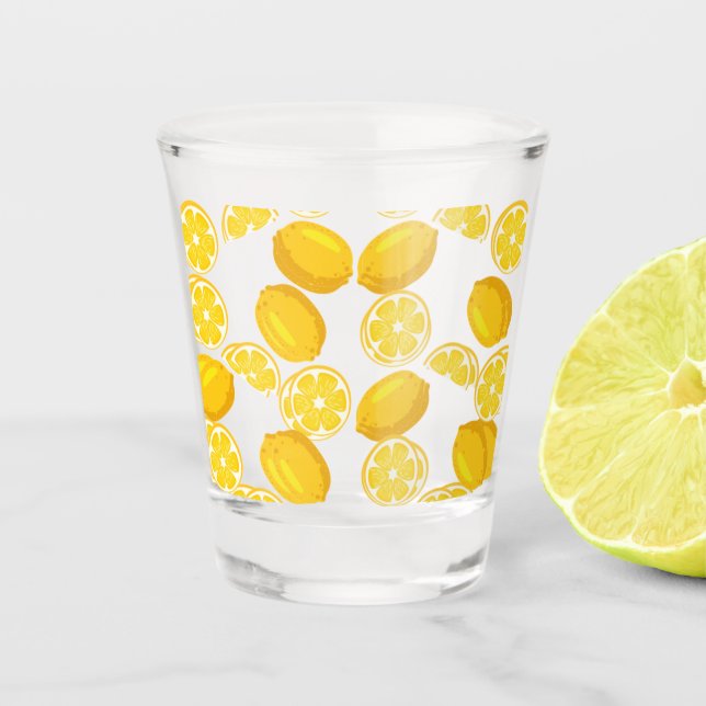 Elegant lemon pattern  shot glass (Front)