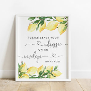 Elegant Lemon Please Leave Address on Envelope Poster