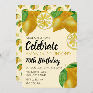 Elegant Lemon Sketch Birthday Invitation