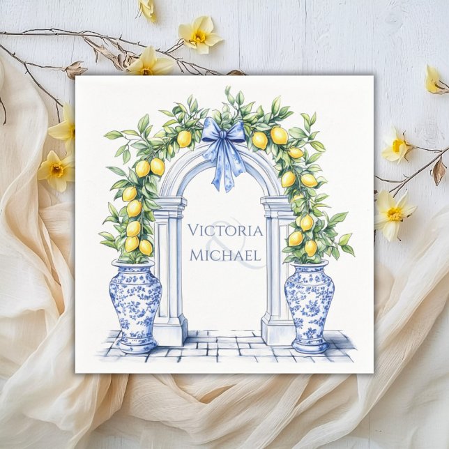 Elegant Lemon Topiary Arch Wedding Napkin (Creator Uploaded)