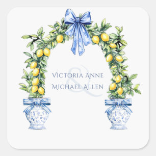 Elegant Lemon Topiary Romantic Wedding Square Sticker