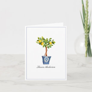 Elegant Lemon tree topiary  folded Thank You Card