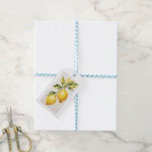 Elegant Lemon Watercolor Design Gift Tags