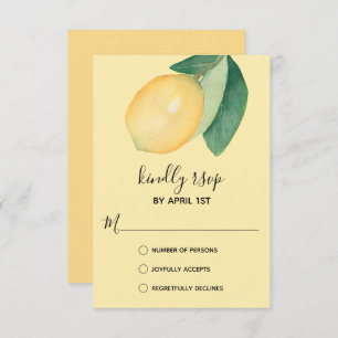 Elegant Lemon Watercolor RSVP Card