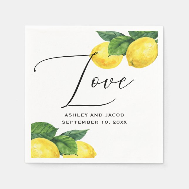 Elegant Lemon Wedding | Citrus Botanical Party Napkin (Front)