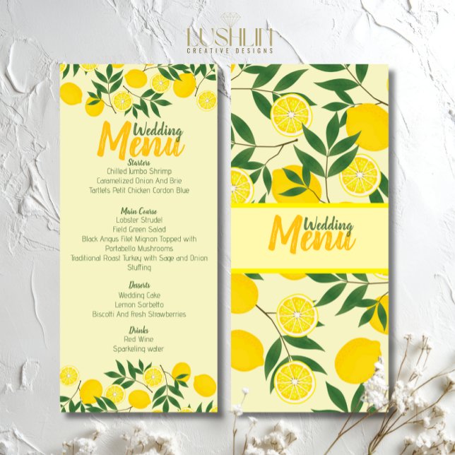 Elegant Lemon Wedding Flat Menu (Creator Uploaded)