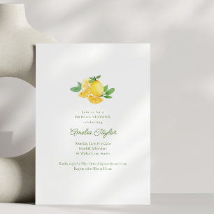 Elegant Lemon Yellow Stripe Bridal Shower Brunch Invitation