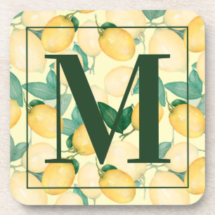 Elegant Lemons and Greenery Coaster