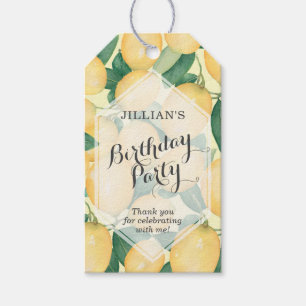 Elegant Lemons and Leaves Birthday Party Thank You Gift Tags