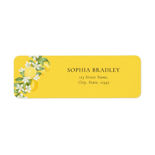 Elegant Lemons Bridal Shower Return Address (Front)