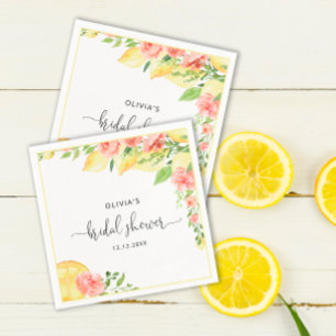 Elegant Lemons Greenery Bridal Shower Napkins