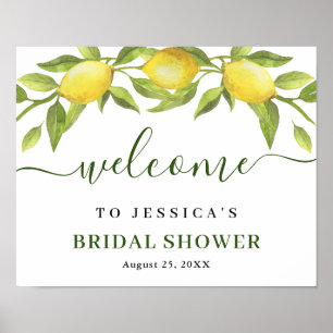 Elegant Lemons Greenery BRIDAL SHOWER Welcome Poster