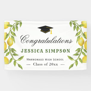 Elegant Lemons Greenery Modern Graduation Graduate Banner