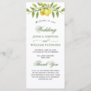 Elegant Lemons Greenery Wedding Ceremony Programme
