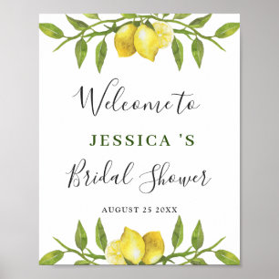 Elegant Lemons Greenery WELCOME BRIDAL SGHOWER Poster