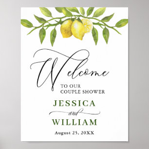 Elegant Lemons Greenery WELCOME COUPLE SHOWER Post Poster