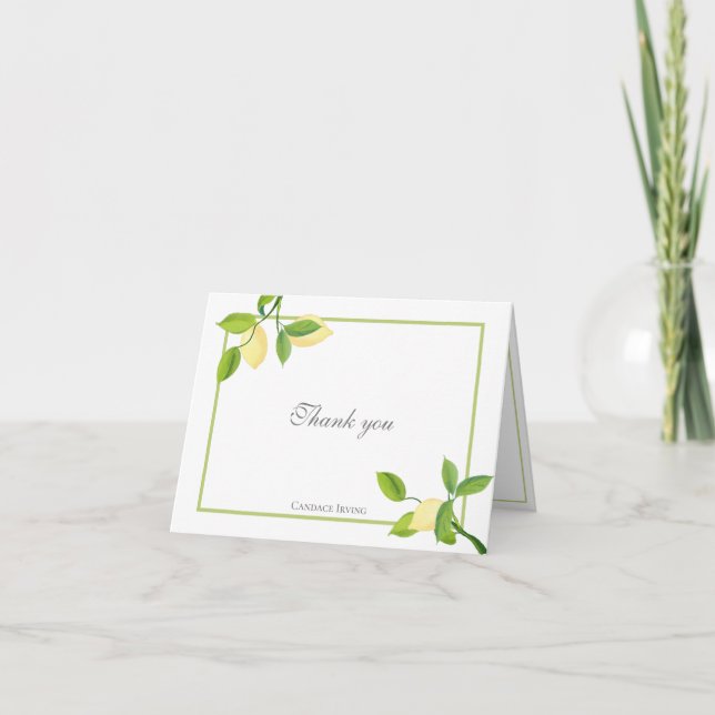 Elegant Lemons Personalised Folded Thank You Card (Front)