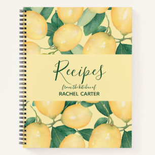 Elegant Lemons Personalised Recipe Notebook